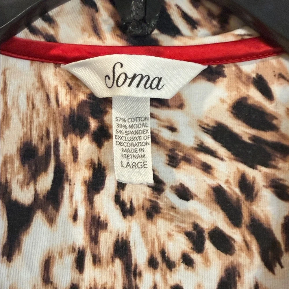 SOMA Leopard Print Pajamas Top Soft Cotton Modal Blend large